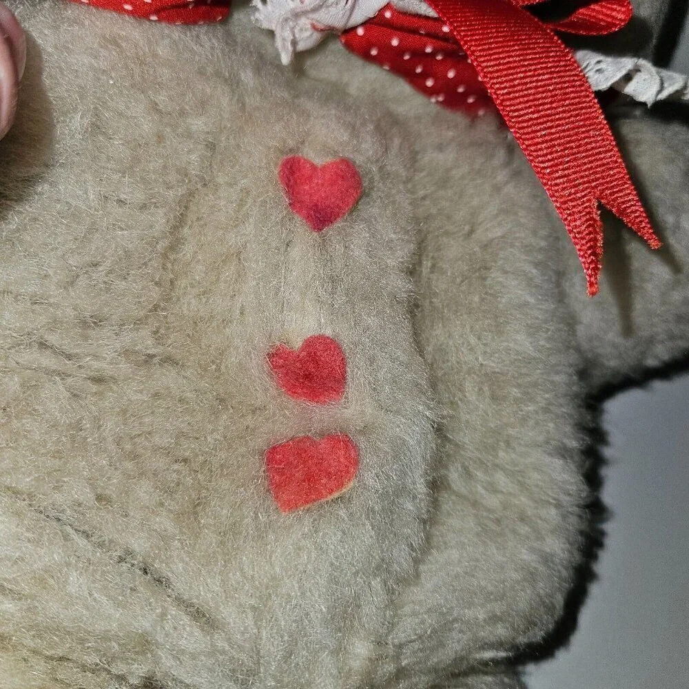 VTG 1984 Hallmark Girl Teddy Bear Cranberry Plush Stuffables Pocket 14